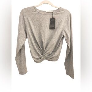 Gray Long Sleeve Twist Knot Top